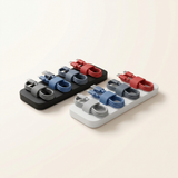 Pack de 2 organizadores magnéticos de cables CableDock Pro en negro y blanco con cables sujetos